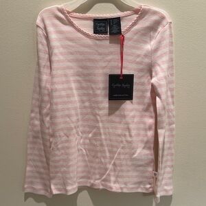 Pink Striped Long Sleeve Cotton Top